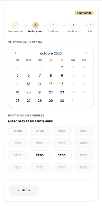 Vista del calendario